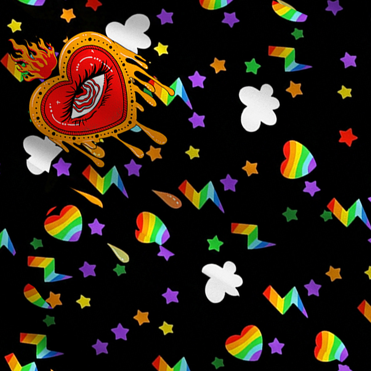 Purplehecate Rainbow Sacred Heart All Seeing Eye Pride Convertible Maxi Skirt