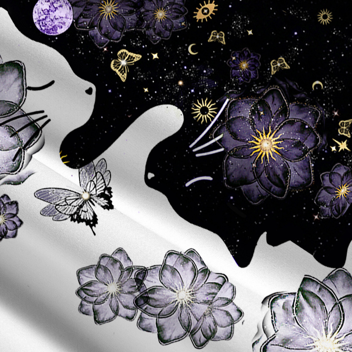 Purplehecate Starlit Cats & Butterflies Convertible Maxi Skirt