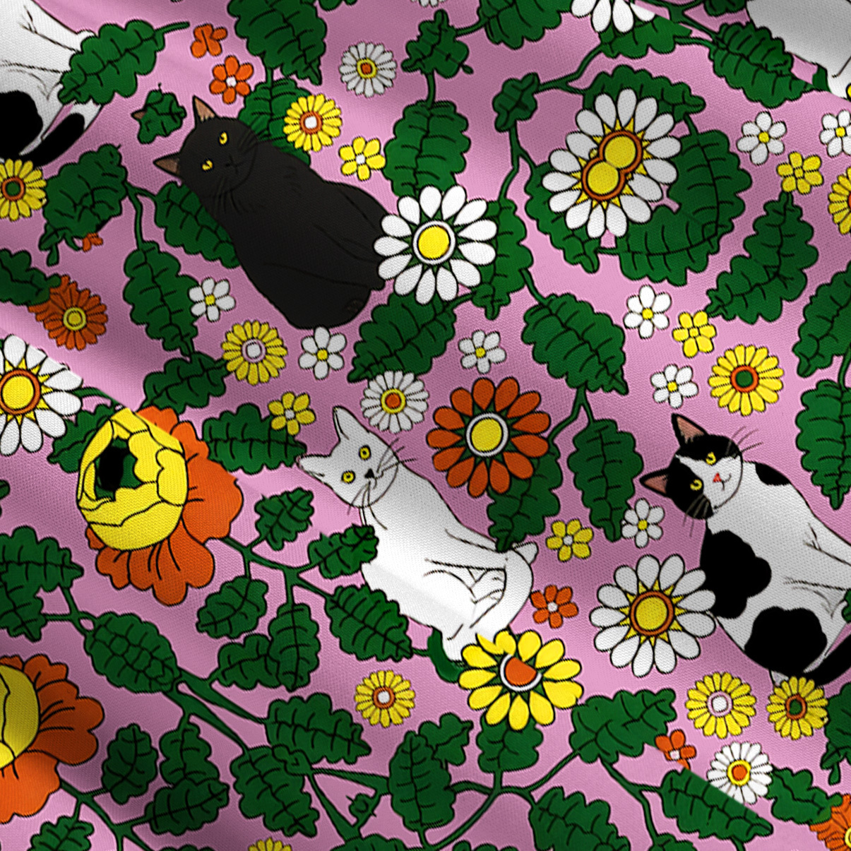 Purplehecate Daisy Cat  Garden Convertible Maxi Skirt