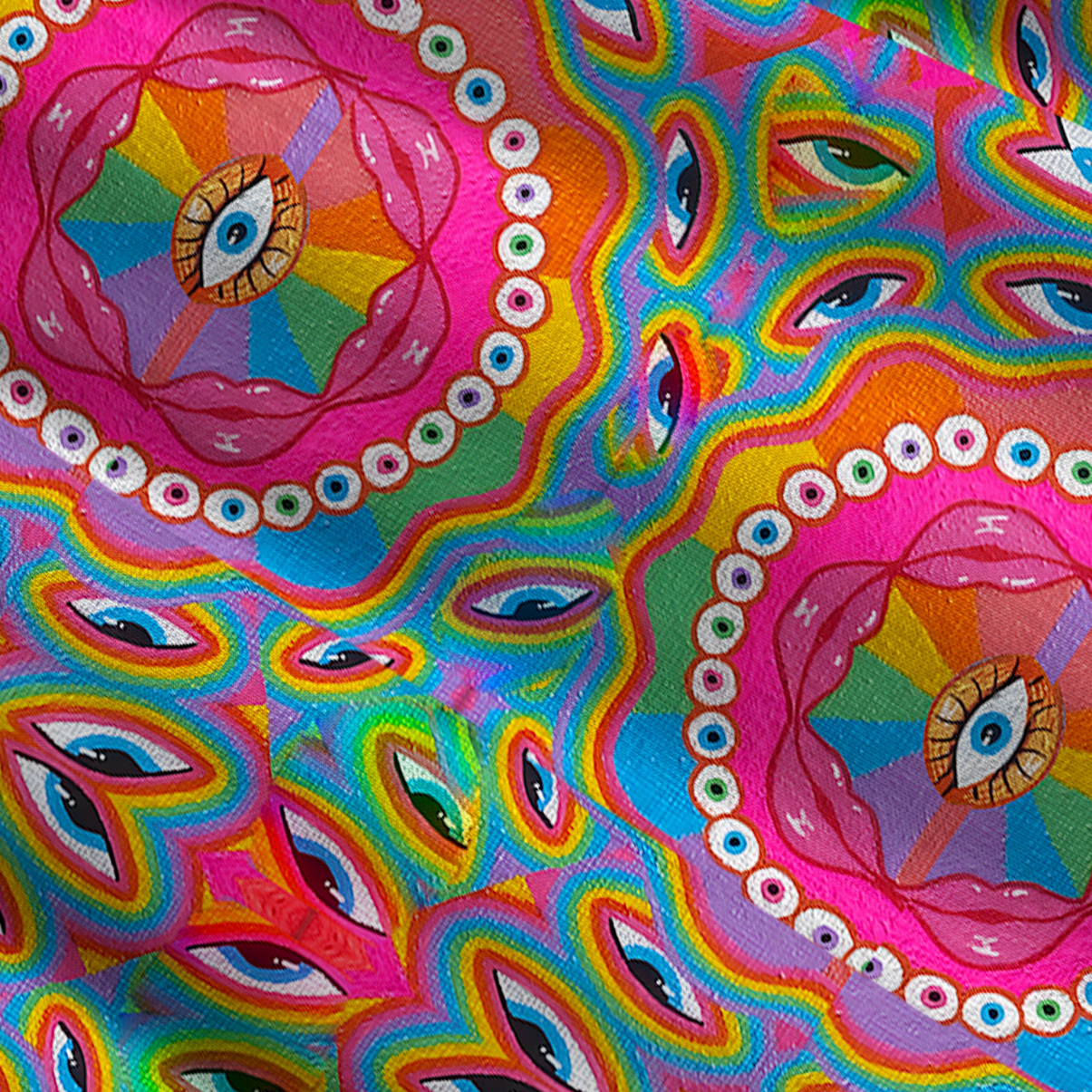 Purplehecate Chromatic Dreamwave Eye Convertible Maxi Skirt