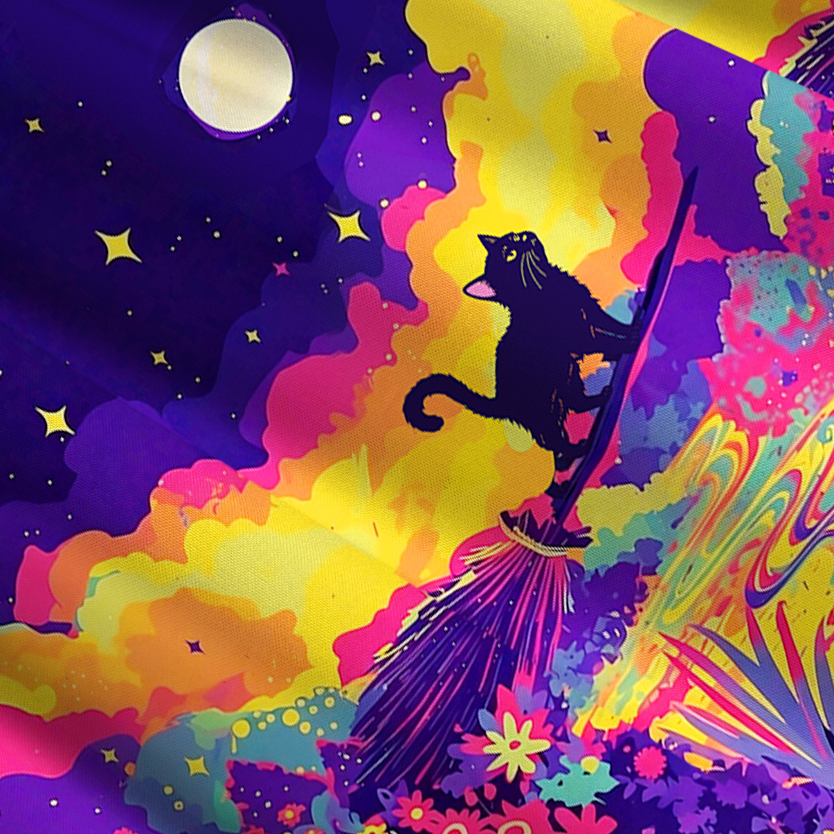 Purplehecate Midnight Cosmic Cat Fantasy Convertible Maxi Skirt