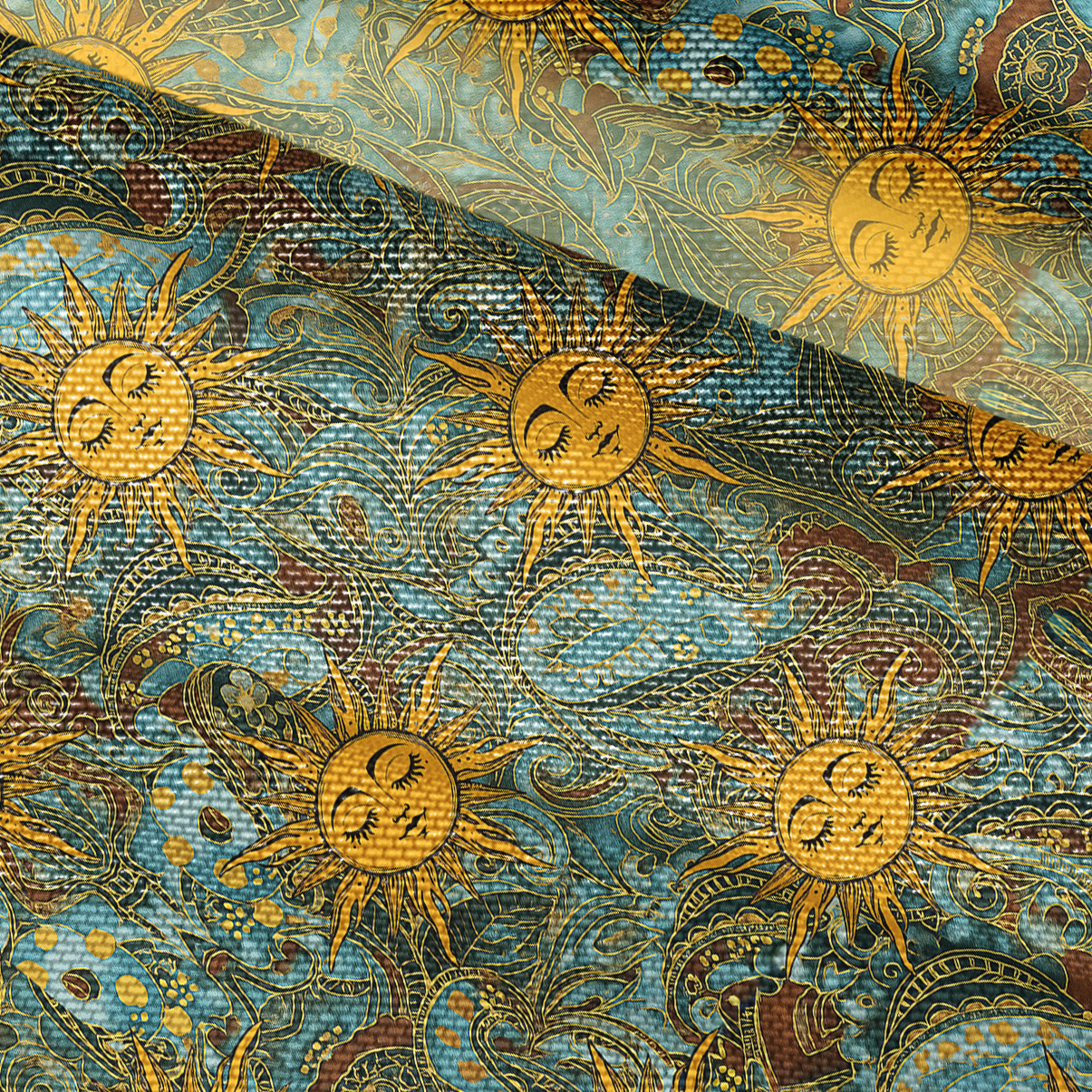 Purplehecate Golden Sun Wheel Mesh Button Up Shirt