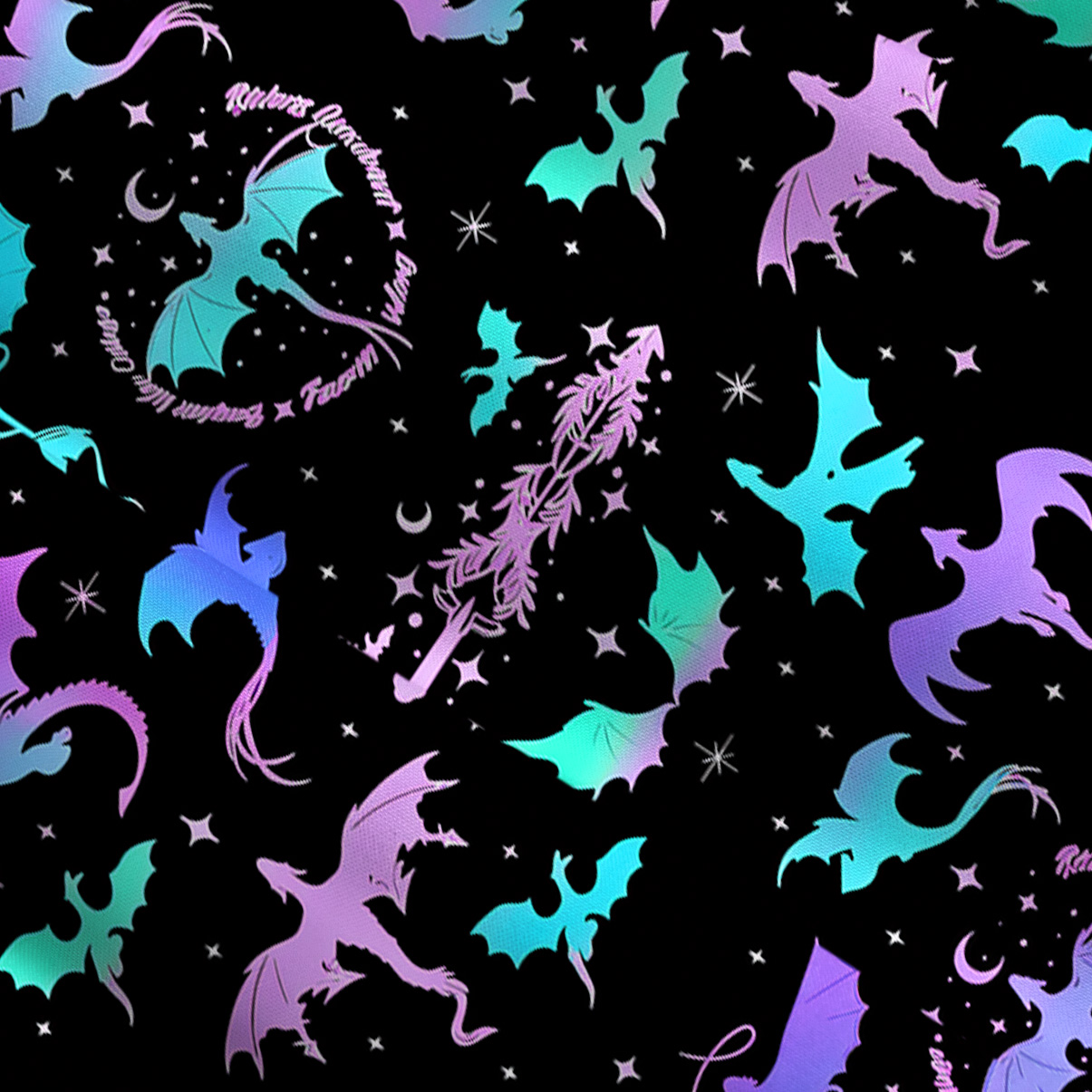 Purplehecate Neon Fantasy Dragon Allover Convertible Maxi Skirt