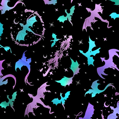 Purplehecate Neon Fantasy Dragon Allover Convertible Maxi Skirt