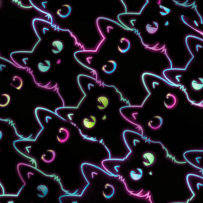 Purplehecate Neon Glow Stacked Cats Convertible Maxi Skirt