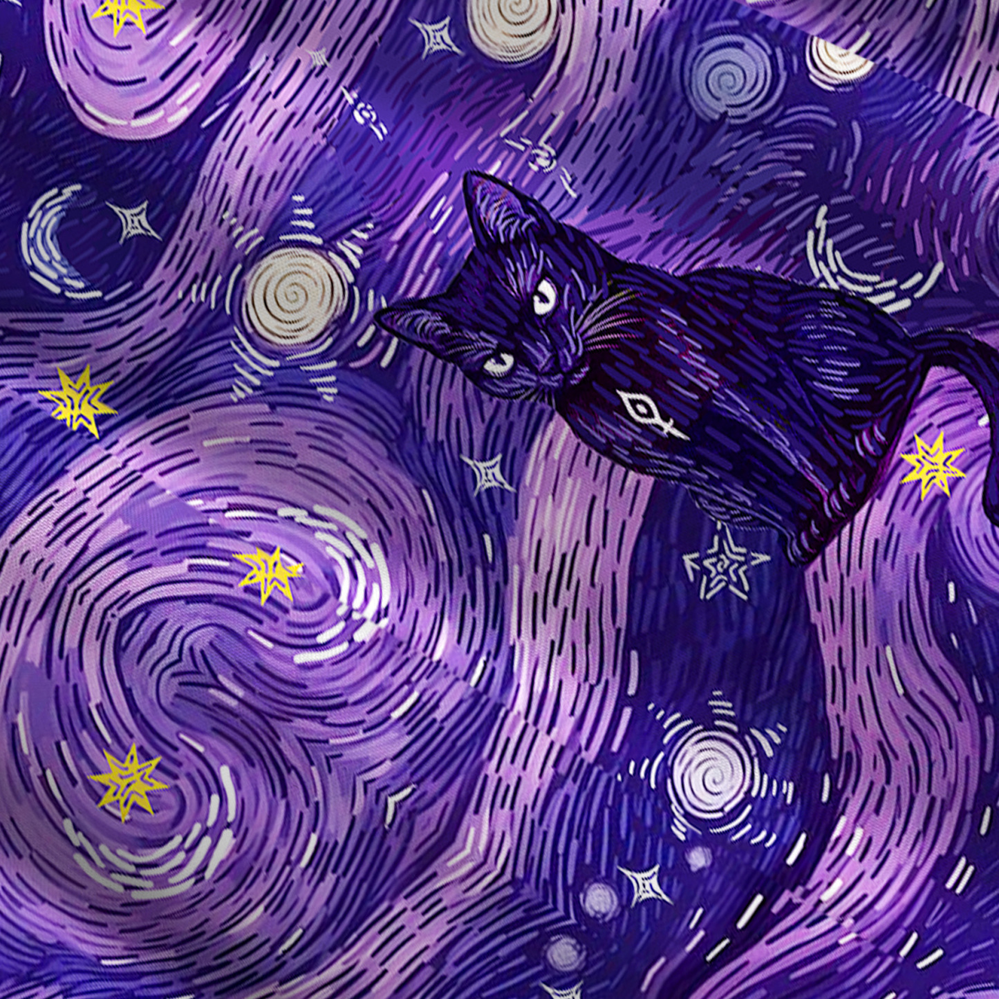Purplehecate Mystic Cat Beneath the Cosmic Veil Convertible Maxi Skirt