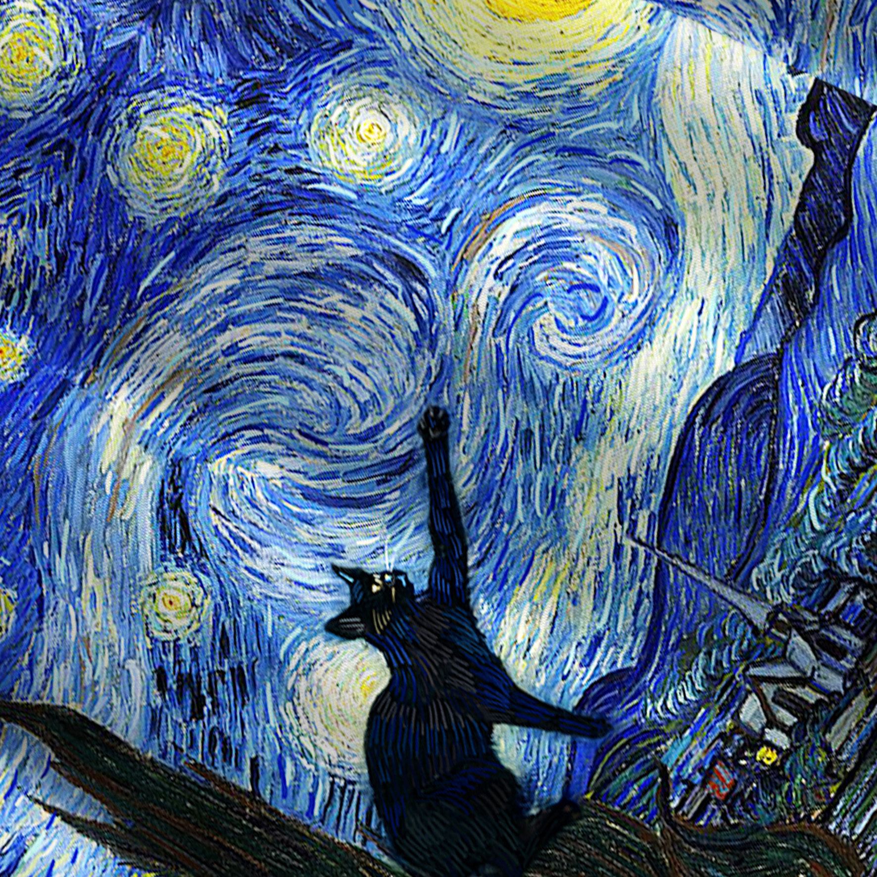 Purplehecate Witch Cat Under the Starry Night Convertible Maxi Skirt