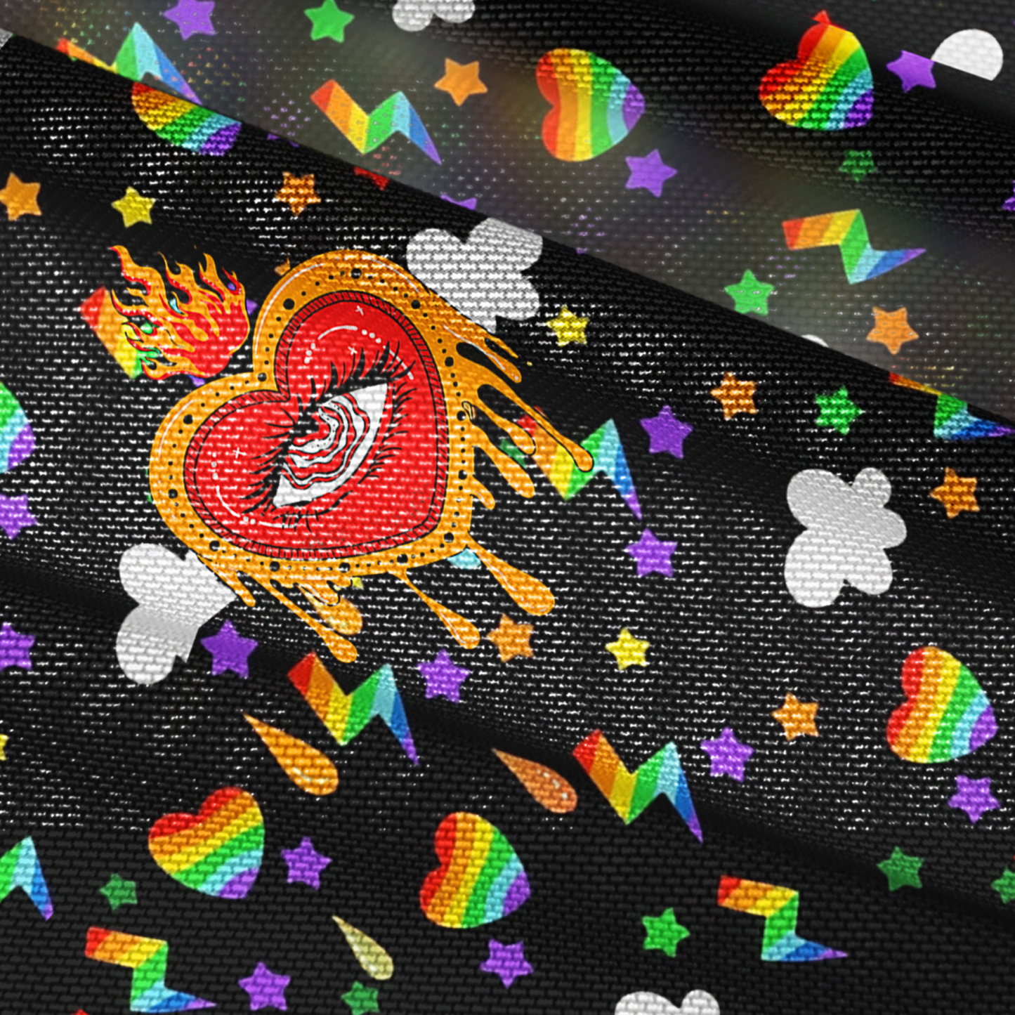 Purplehecate Rainbow Sacred Heart All Seeing Eye Pride Mesh Button Up Shirt