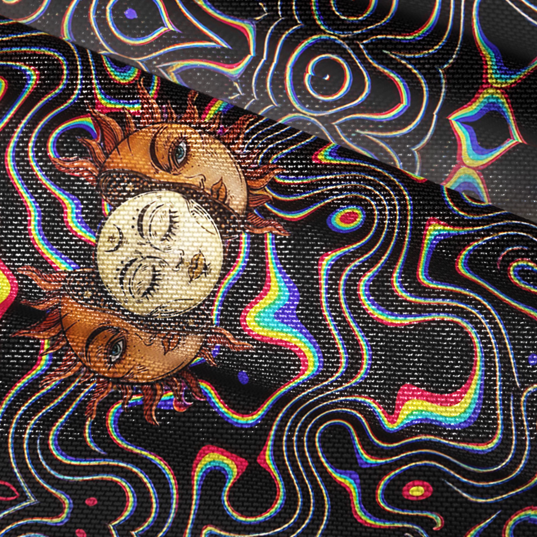 Purplehecate Psychedelic Sun and Moon Mesh Button Up Shirt
