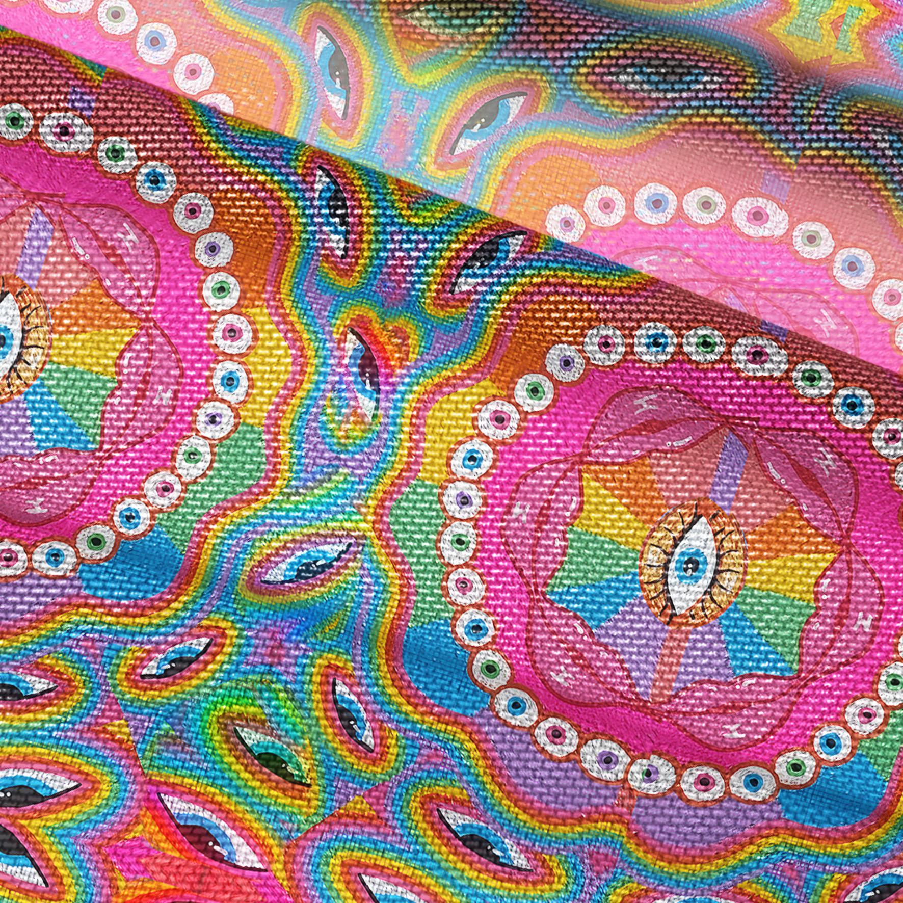 Purplehecate Chromatic Dreamwave Eye Mesh Button Up Shirt