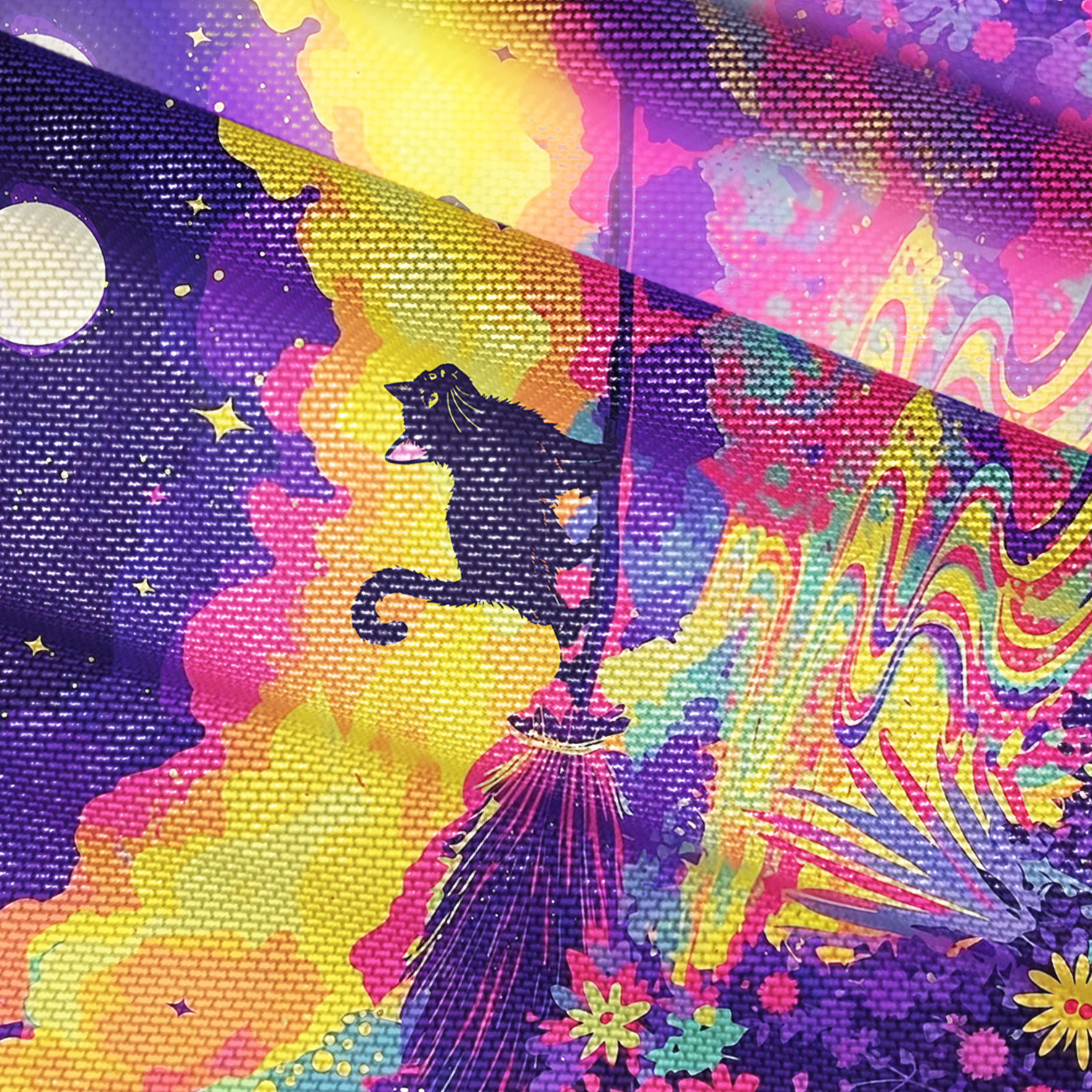 Purplehecate Midnight Cosmic Cat Fantasy Mesh Button Up Shirt