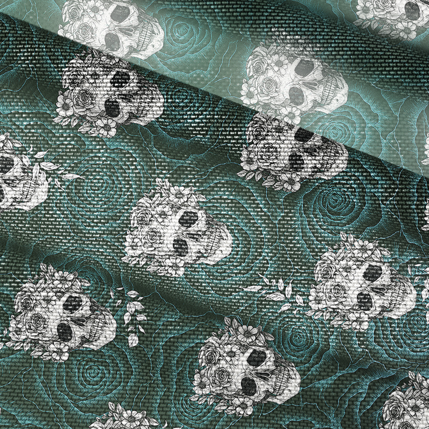 Purplehecate Rose Skull Mesh Button Up Top