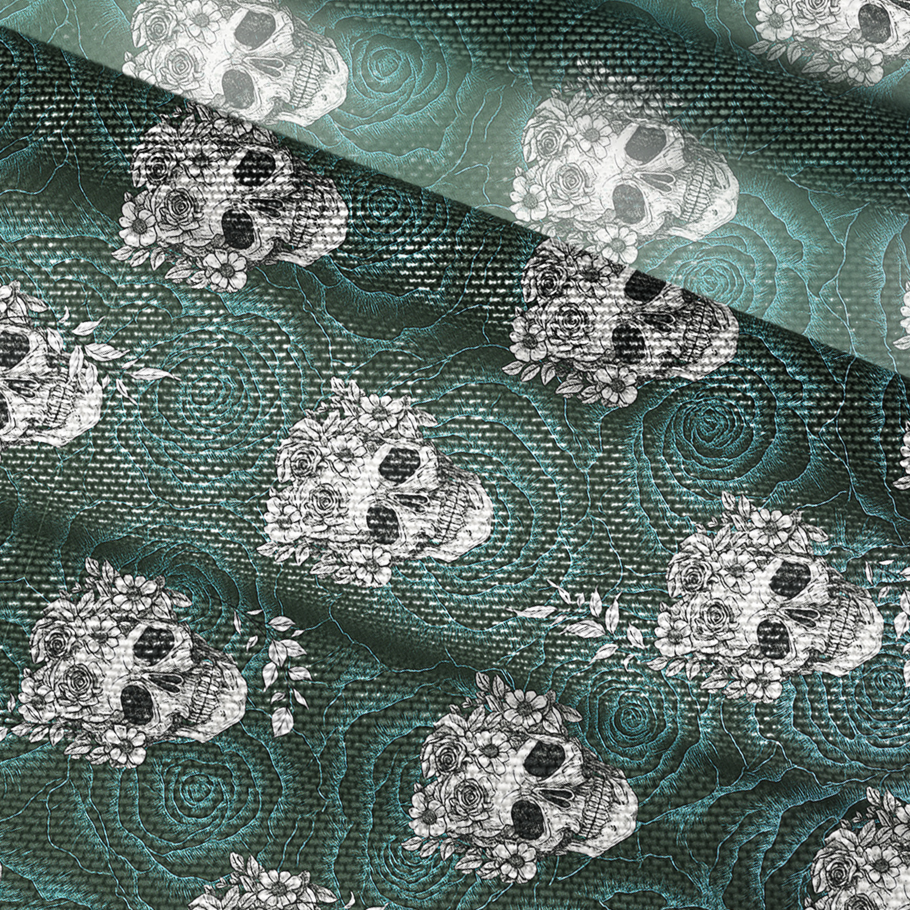 Purplehecate Rose Skull Mesh Button Up Top