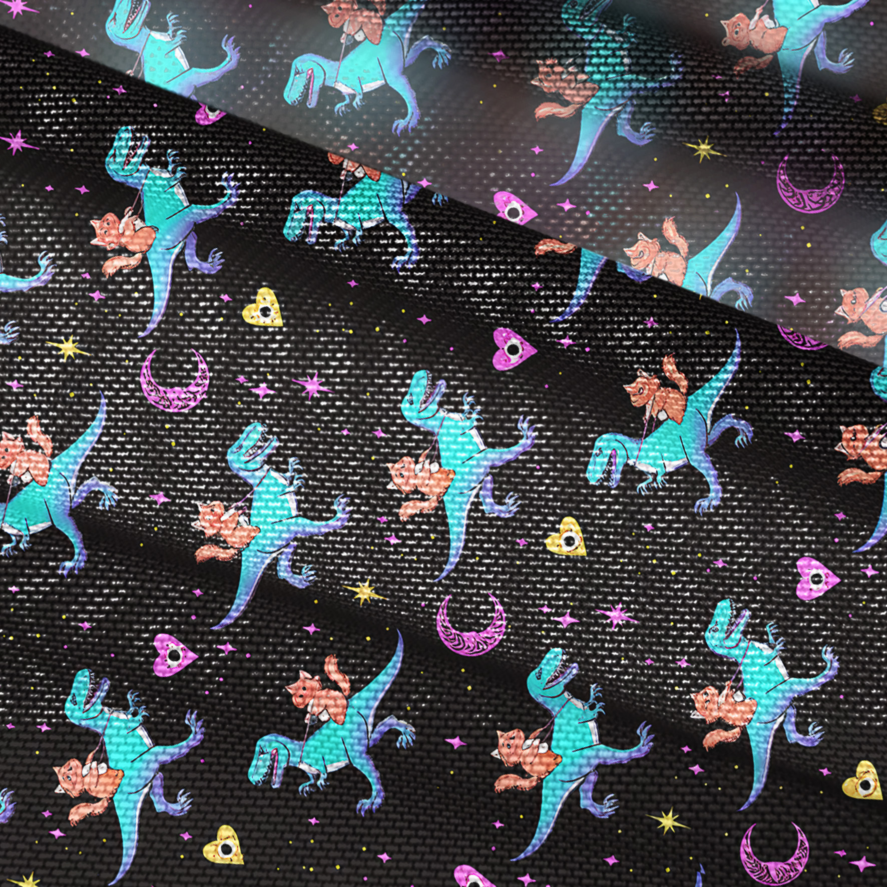 Purplehecate Witch Cat Rides the Dino Mesh Button Up Shirt