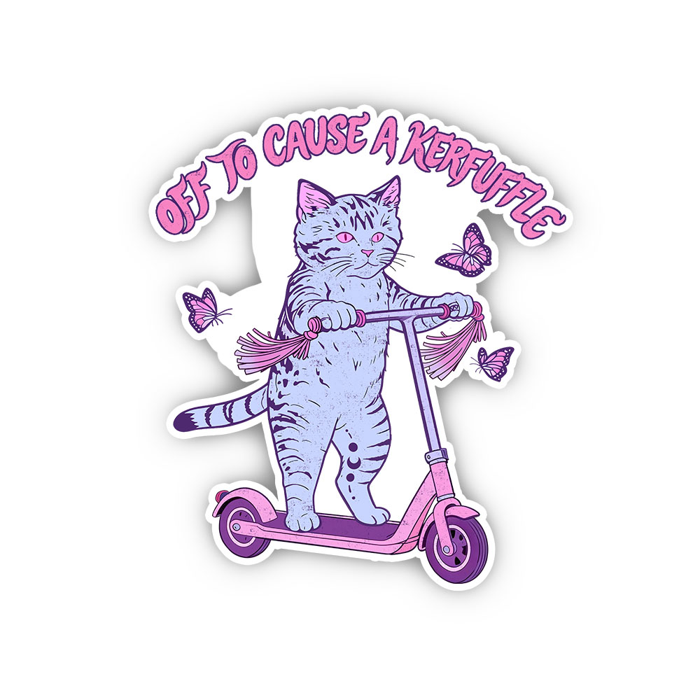 Purplehecate Off To Cause A Kerfuffle Cat Sticker