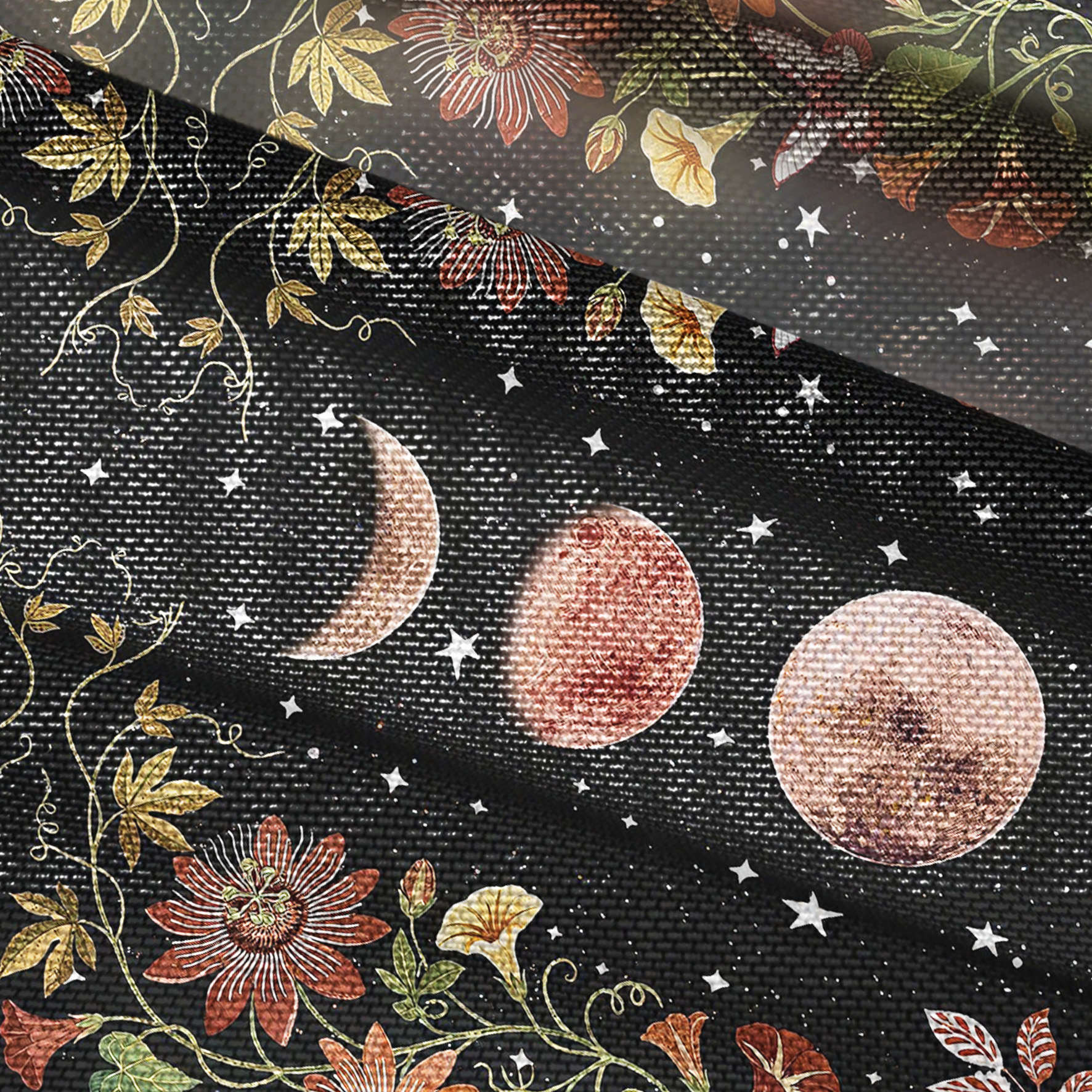 Purplehecate Moon Phase Floral Mesh Button Up Shirt