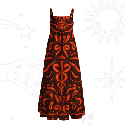 Purplehecate Mystic Serpent Staff Strappy Wide Straps Maxi Dress