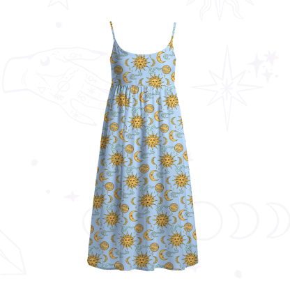 Purplehecate Magic of Sun and Moon Spaghetti Strap Midi Dress