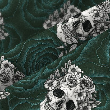Purplehecate Rose Skull Spaghetti Strap Midi Dress