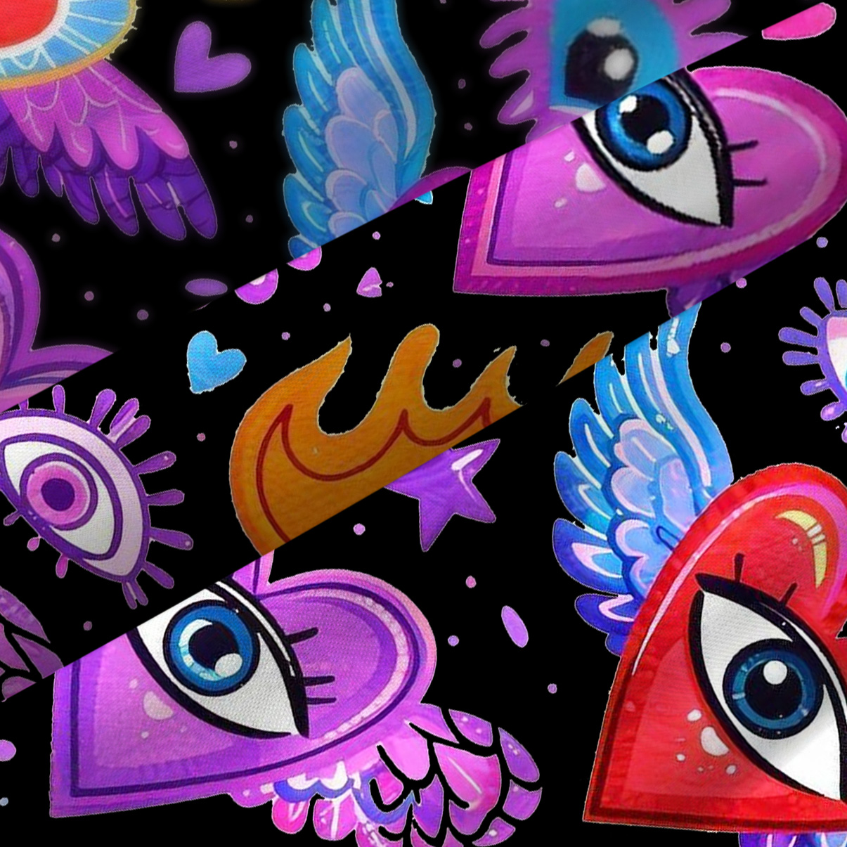 Purplehecate Mystic Heart Eye Wings Spaghetti Strap Midi Dress