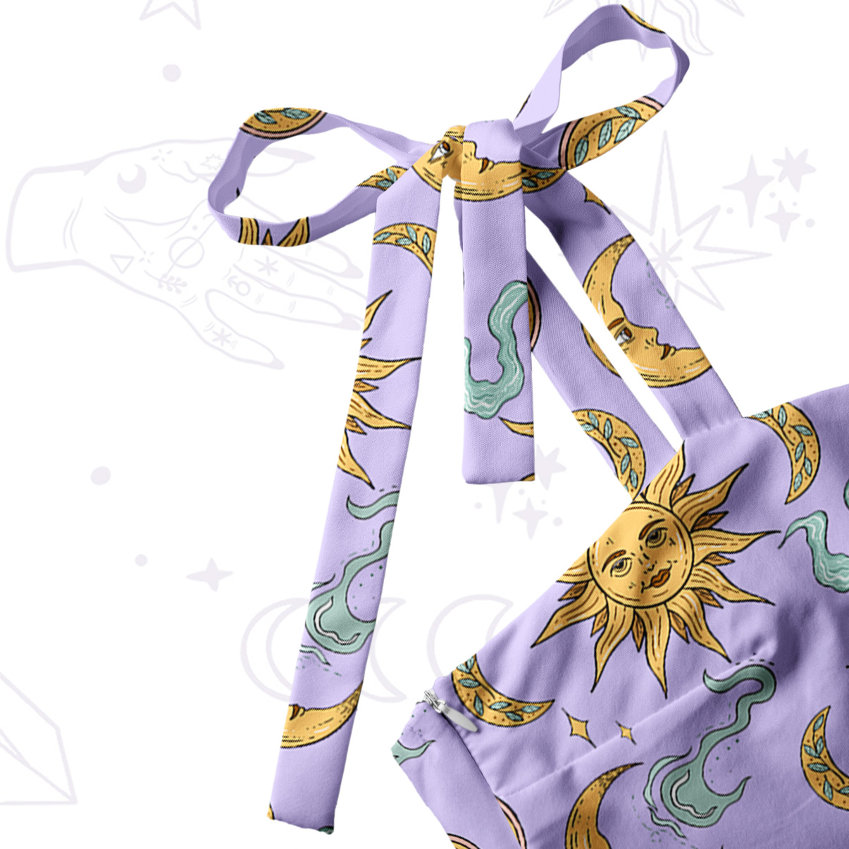 Purplehecate Magic of Sun and Moon Tie Shoulder Maxi Dress