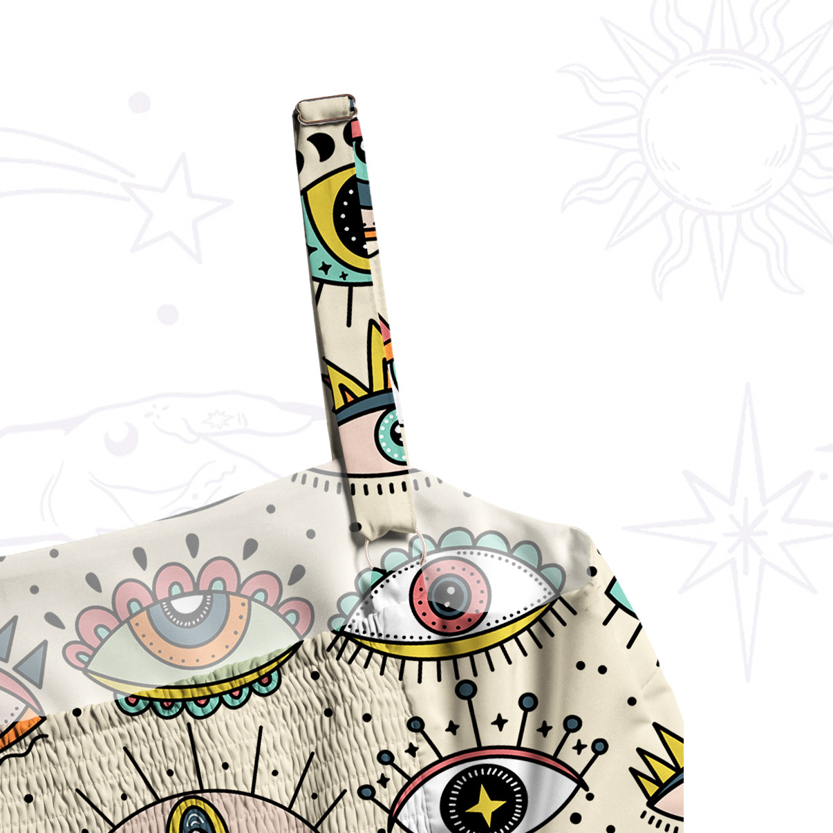 Purplehecate Evil Eye Pattern Wide Straps Maxi Dress
