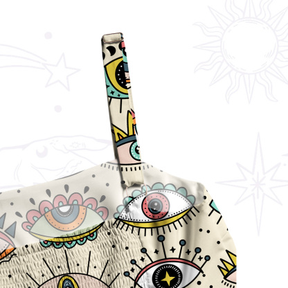 Purplehecate Evil Eye Pattern Wide Straps Maxi Dress