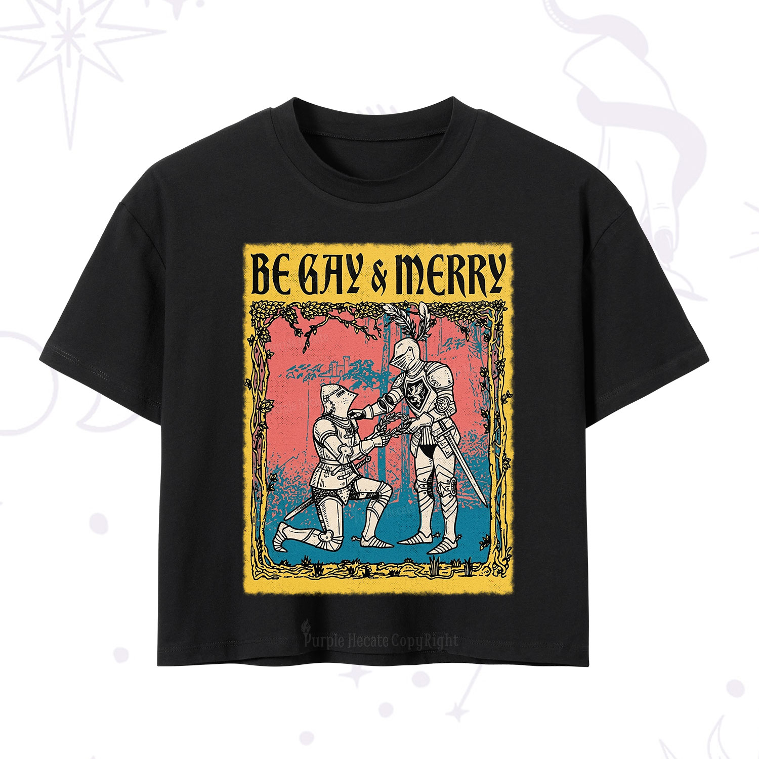 Purplehecate Be Gay Merry Medieval Knights Crop T-Shirt
