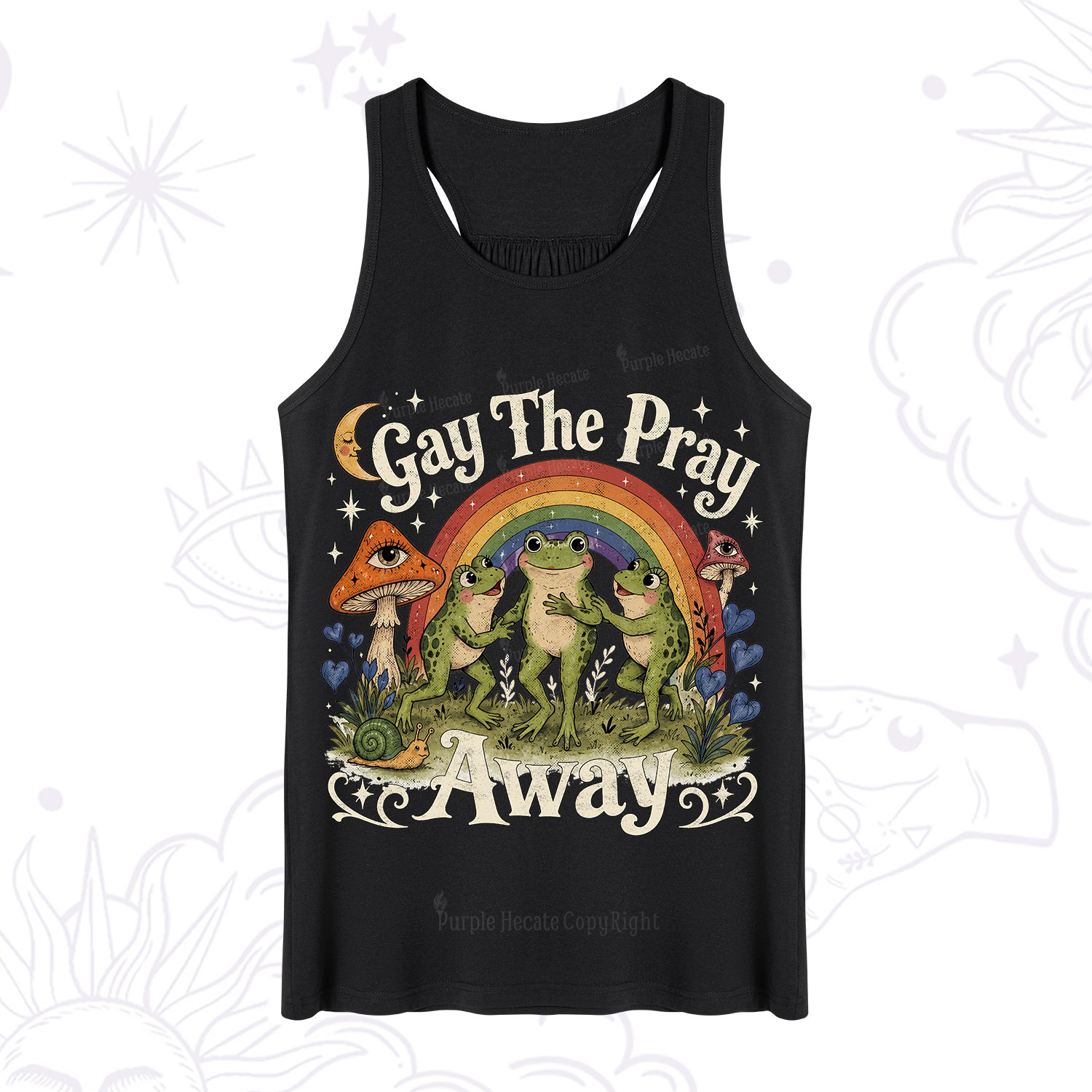 Purplehecate Gay The Pray Away Frog Pride Tank