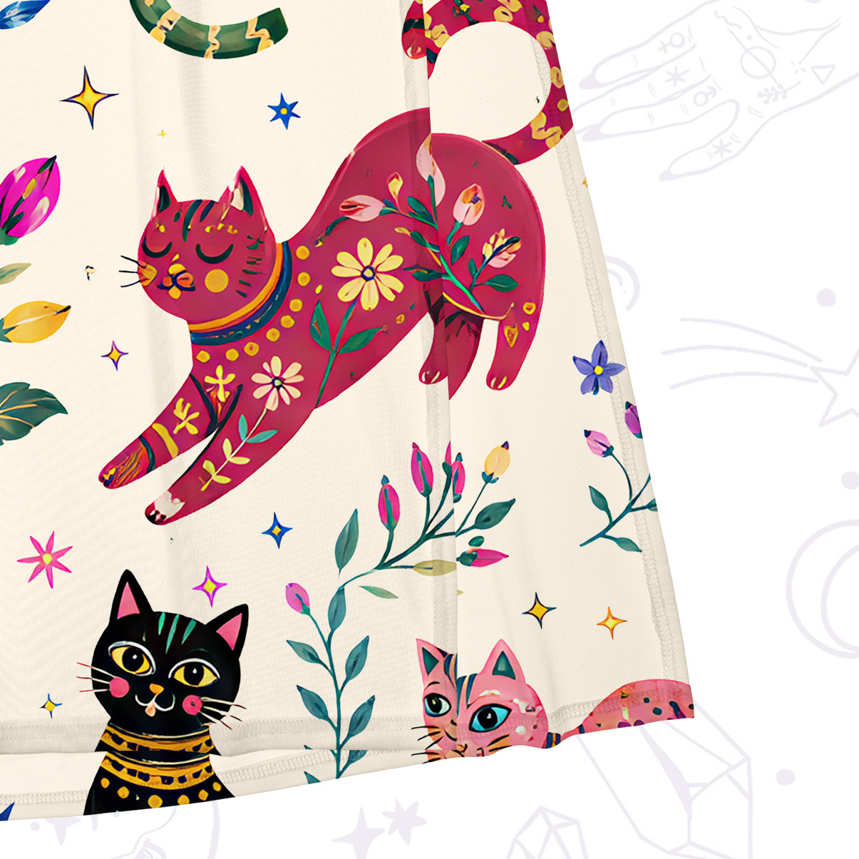 Purplehecate Rainbow Magic Cats Mesh Maxi Tank Beach Dress