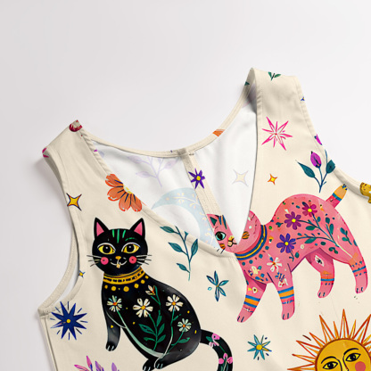Purplehecate Rainbow Magic Cats Wide Leg Jumpsuit
