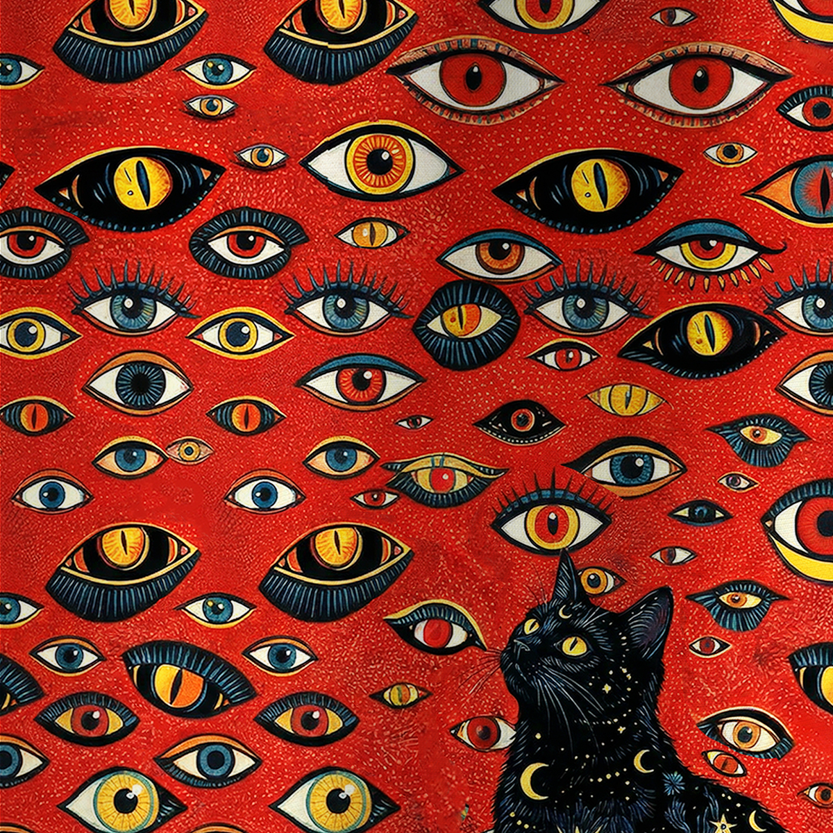 Purplehecate Cosmic Watcher Cat All Over Print T-Shirt