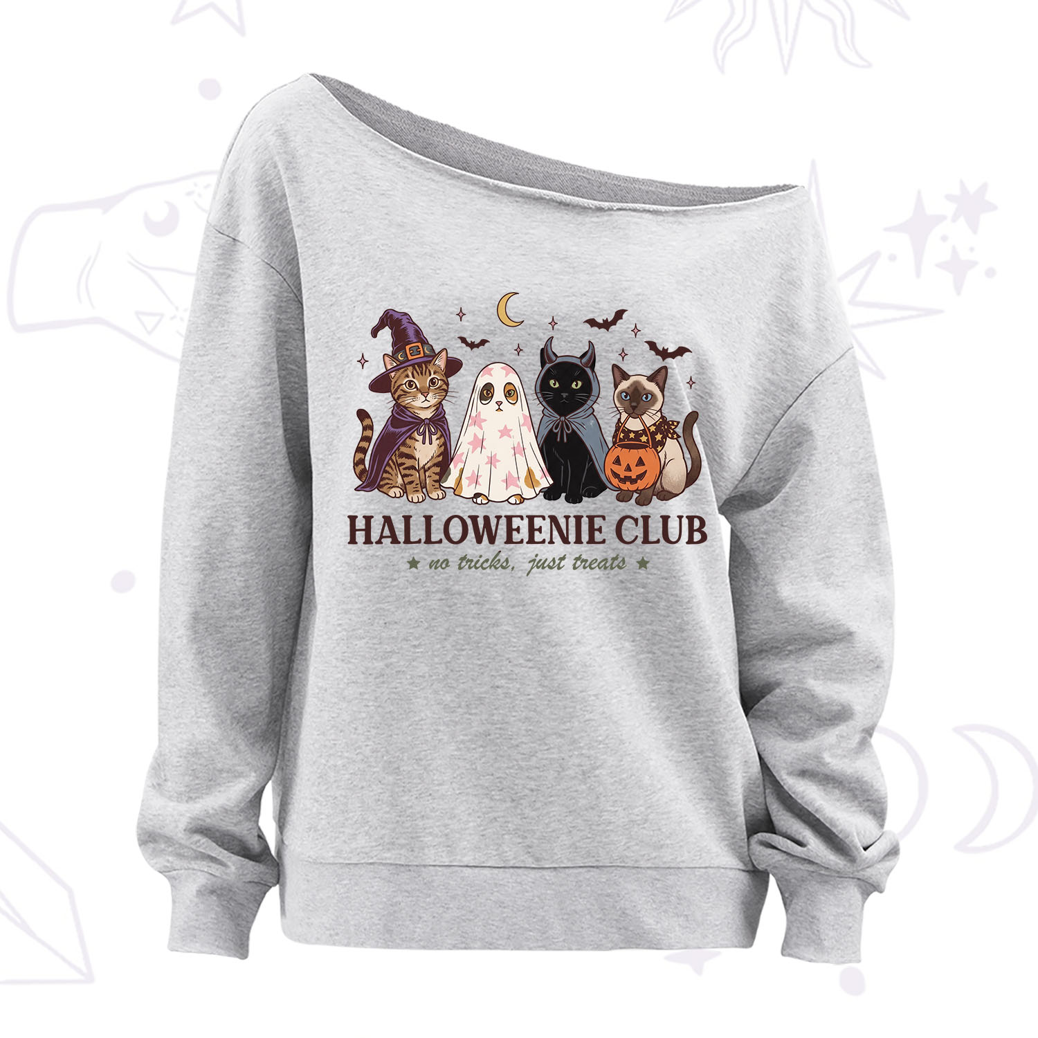 Purplehecate Halloweenie Club Off The Shoulder Sweatshirt