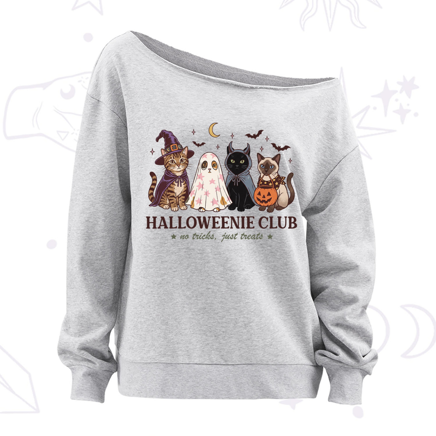 Purplehecate Halloweenie Club Off The Shoulder Sweatshirt