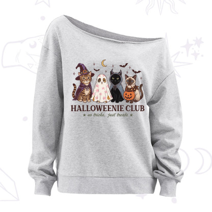 Purplehecate Halloweenie Club Off The Shoulder Sweatshirt