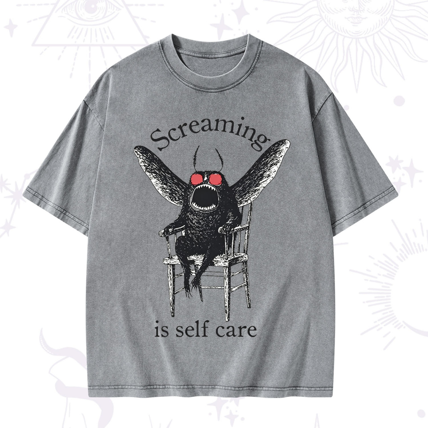 Purplehecate Mothman Screaming Washed T-Shirt