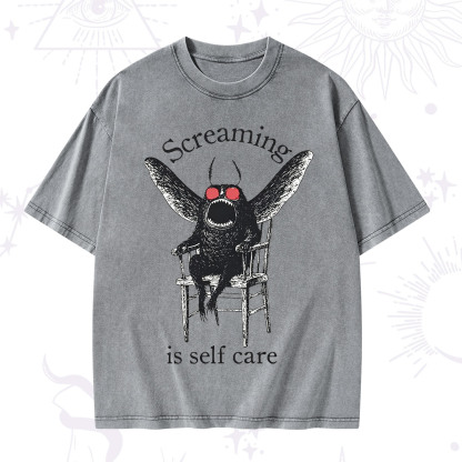 Purplehecate Mothman Screaming Washed T-Shirt
