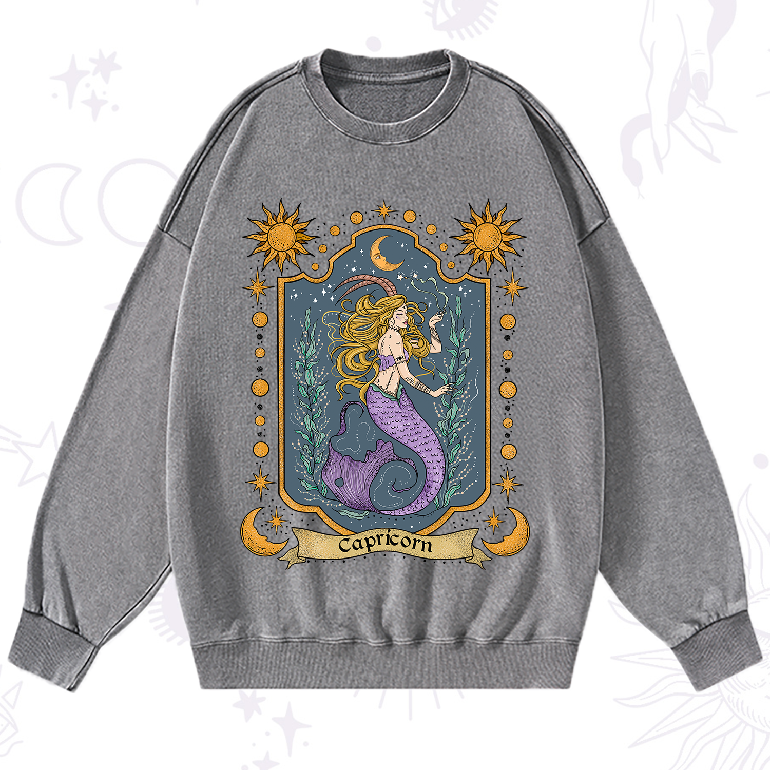 Purplehecate Capricorn Zodiac Washed Sweatshirt
