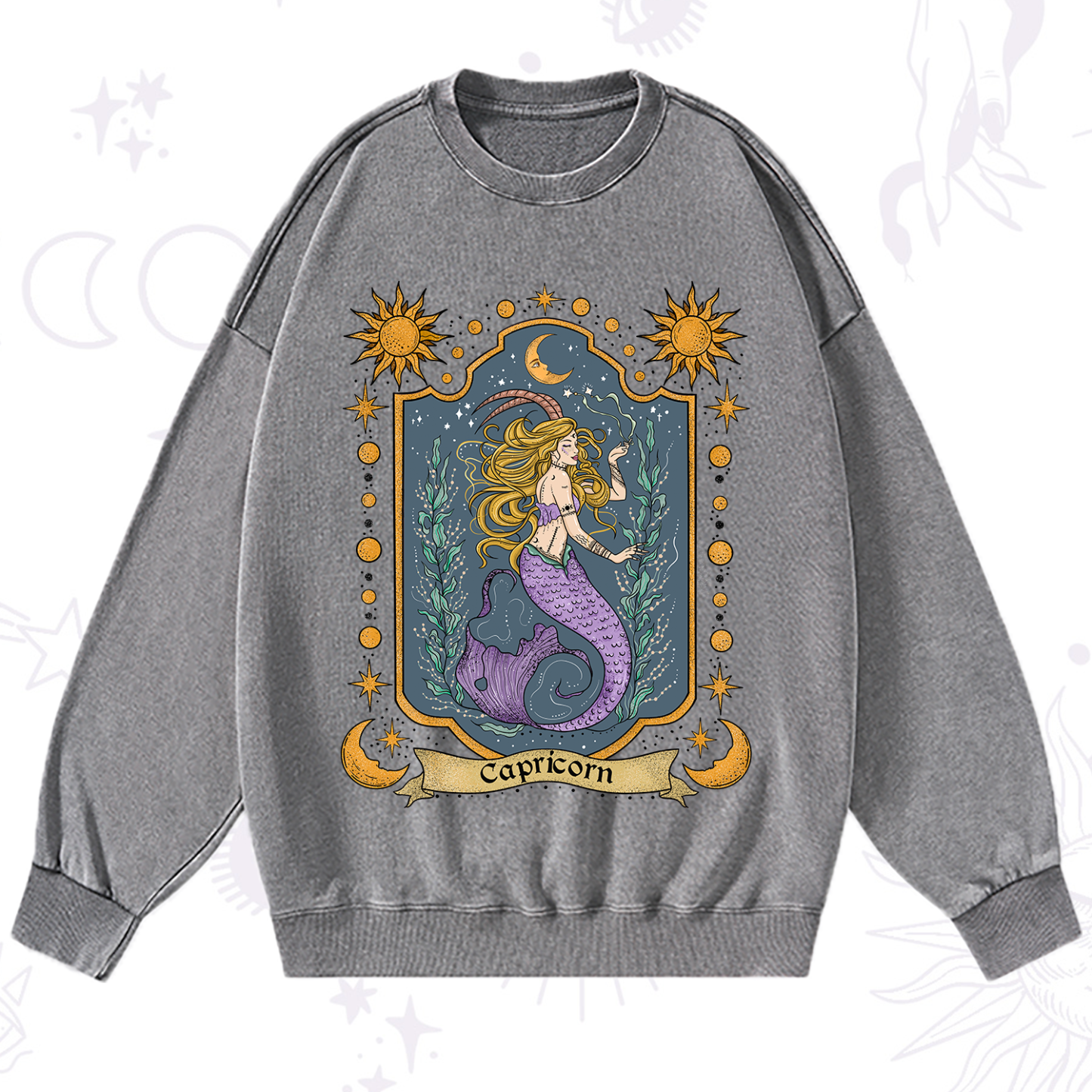 Purplehecate Capricorn Zodiac Washed Sweatshirt