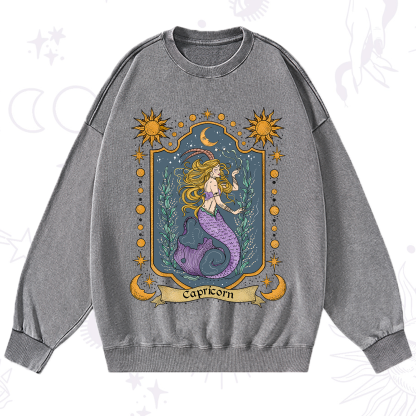Purplehecate Capricorn Zodiac Washed Sweatshirt