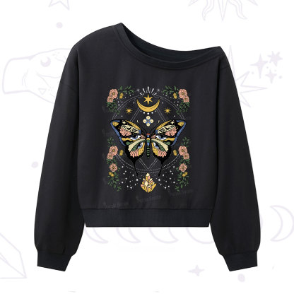 Purplehecate I Am Opening One Shoulder Sweatshirt