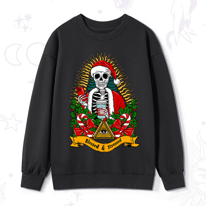 Purplehecate Christmas Blessed And Stressed Sweatshirt