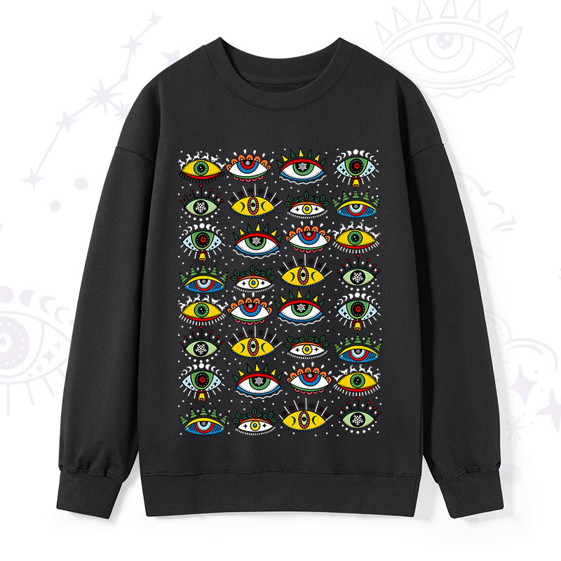 Purplehecate Christmas Evil Eye Pattern Sweatshirt