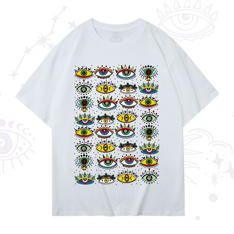 Purplehecate Christmas Evil Eye Pattern T-Shirt