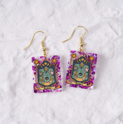[Purplehecate Gemini Zodiac Purple fragments Acrylic Earrings