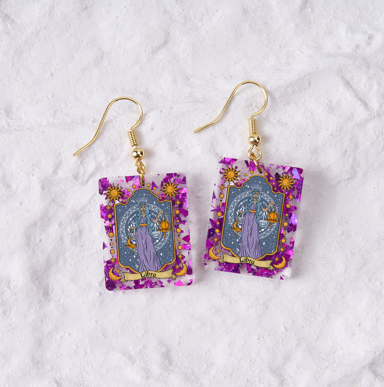 Magic Purplehecate Libra Zodiac Purple fragments Acrylic Earrings
