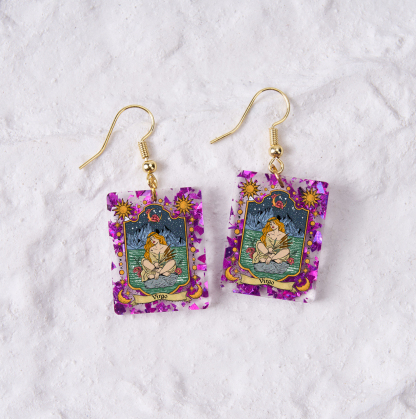 Purplehecate Virgo Zodiac Purple fragments Acrylic Earrings