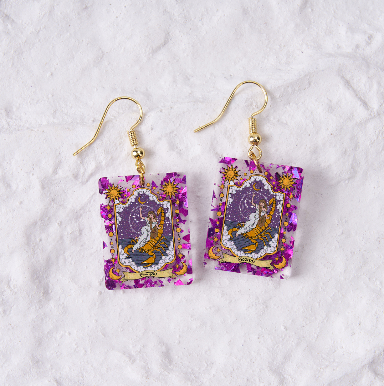 Magic Purplehecate Scorpio Zodiac Purple fragments Acrylic Earrings
