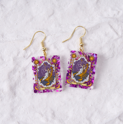 Purplehecate Scorpio Zodiac Purple fragments Acrylic Earrings
