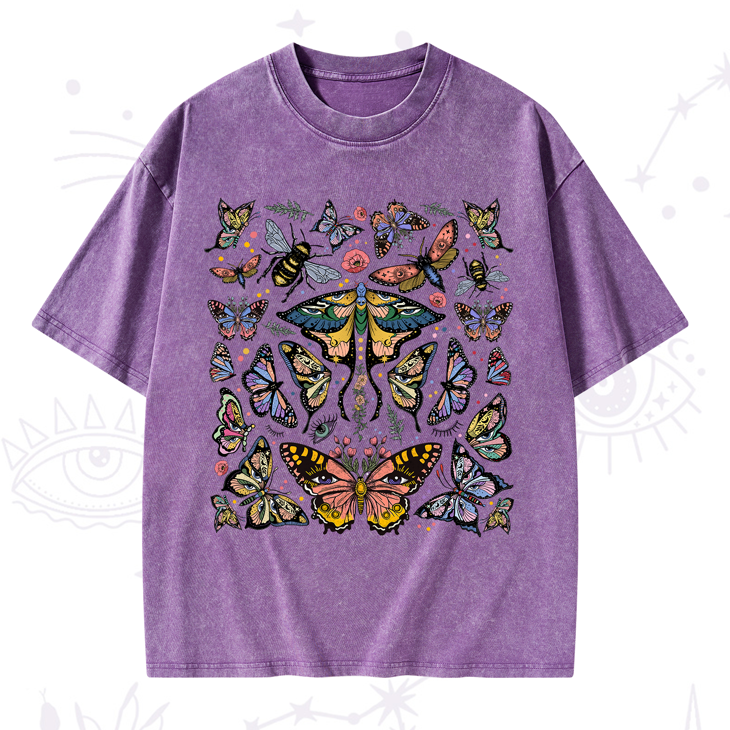 Purplehecate Mystical Butterfly & Moth Washed T-Shirt